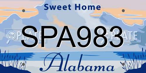 SPA983 Alabama License Plate