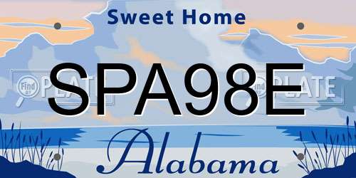 SPA98E Alabama License Plate
