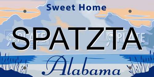 SPATZTA Alabama License Plate