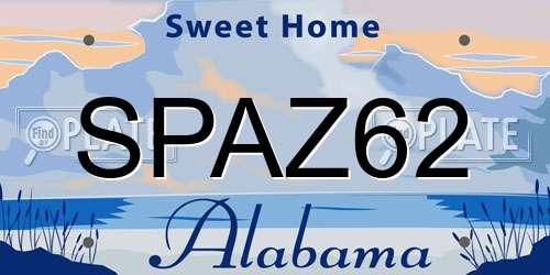 SPAZ62 Alabama License Plate