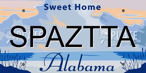 SPAZTTA Alabama License Plate