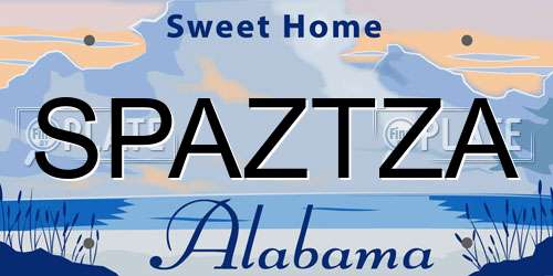 SPAZTZA Alabama License Plate
