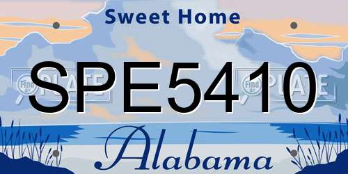 SPE5410 Alabama License Plate