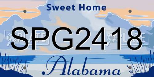 SPG2418 Alabama License Plate