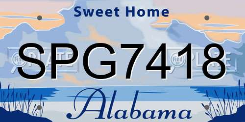 SPG7418 Alabama License Plate