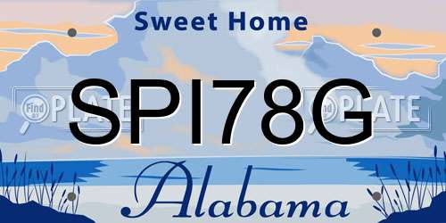 SPI78G Alabama License Plate
