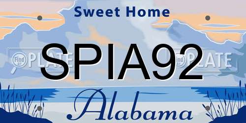 SPIA92 Alabama License Plate