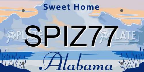 SPIZ77 Alabama License Plate