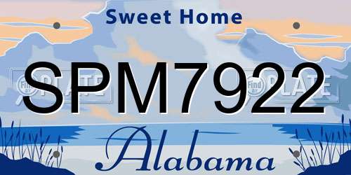 SPM7922 Alabama License Plate