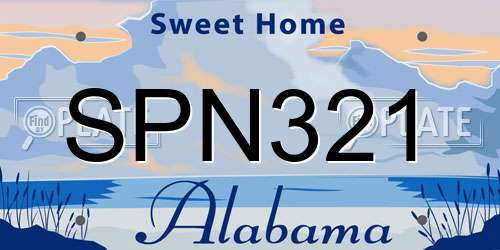 SPN321 Alabama License Plate
