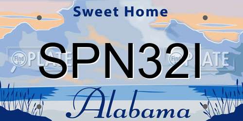 SPN32I Alabama License Plate