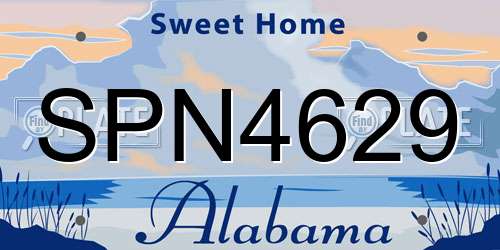 SPN4629 Alabama License Plate