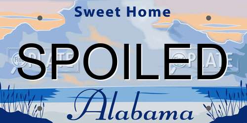SPOILED Alabama License Plate