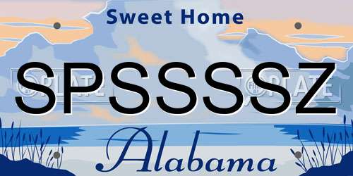 SPSSSSZ Alabama License Plate