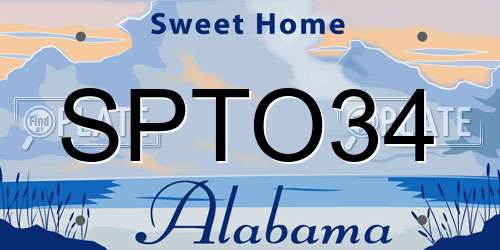 SPTO34 Alabama License Plate
