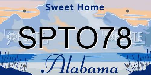 SPTO78 Alabama License Plate