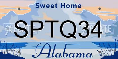 SPTQ34 Alabama License Plate