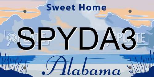 SPYDA3 Alabama License Plate