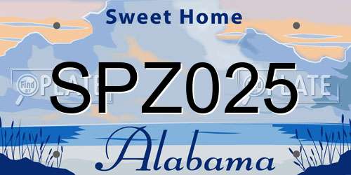 SPZ025 Alabama License Plate