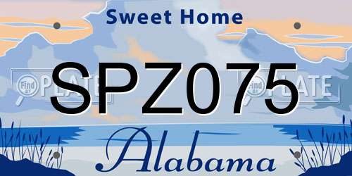 SPZ075 Alabama License Plate