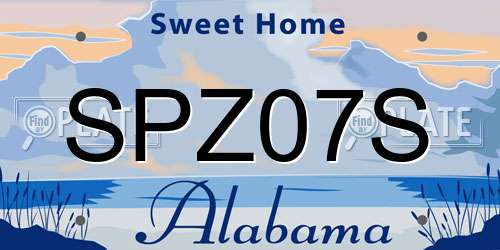 SPZ07S Alabama License Plate