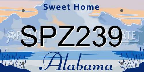 SPZ239 Alabama License Plate
