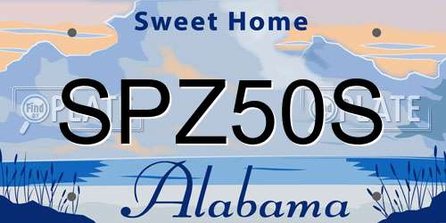 SPZ50S Alabama License Plate