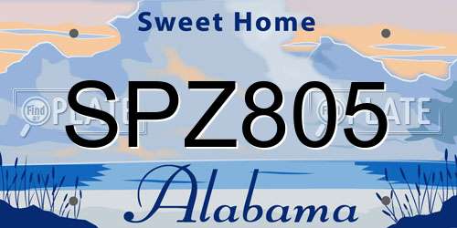 SPZ805 Alabama License Plate