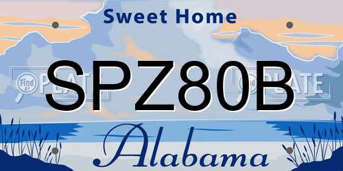 SPZ80B Alabama License Plate