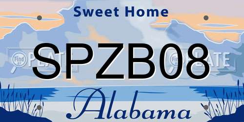 SPZB08 Alabama License Plate
