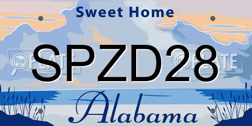 SPZD28 Alabama License Plate