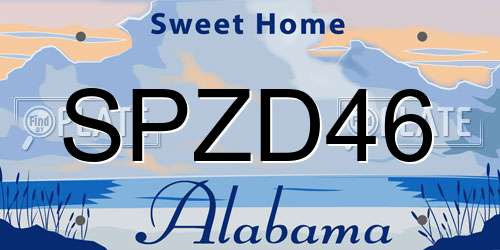 SPZD46 Alabama License Plate