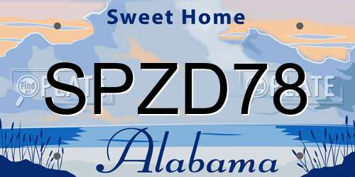 SPZD78 Alabama License Plate