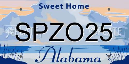 SPZO25 Alabama License Plate