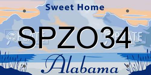 SPZO34 Alabama License Plate