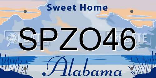SPZO46 Alabama License Plate