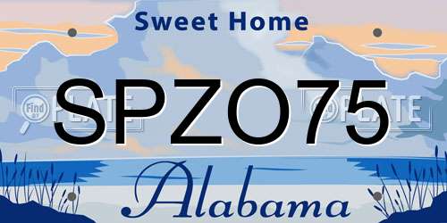 SPZO75 Alabama License Plate