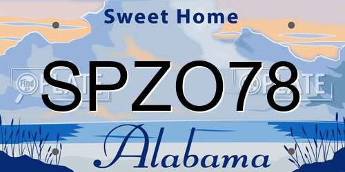 SPZO78 Alabama License Plate