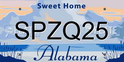 SPZQ25 Alabama License Plate
