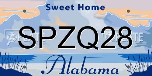 SPZQ28 Alabama License Plate