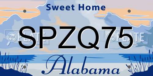 SPZQ75 Alabama License Plate