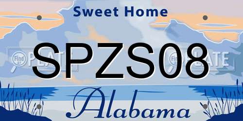 SPZS08 Alabama License Plate