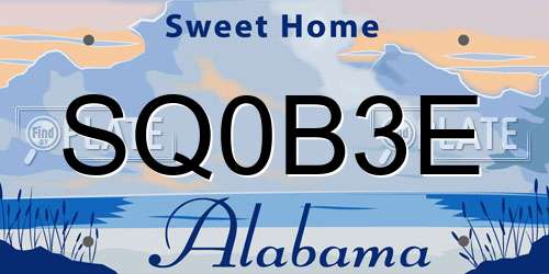 SQ0B3E Alabama License Plate
