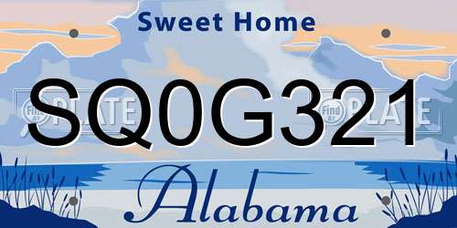 SQ0G321 Alabama License Plate