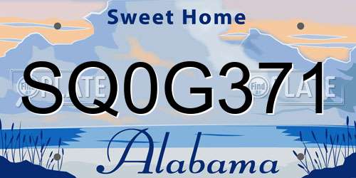SQ0G371 Alabama License Plate