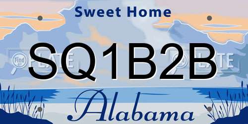 SQ1B2B Alabama License Plate