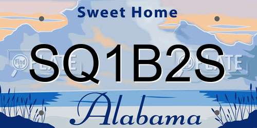 SQ1B2S Alabama License Plate