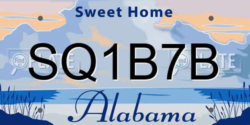 SQ1B7B Alabama License Plate