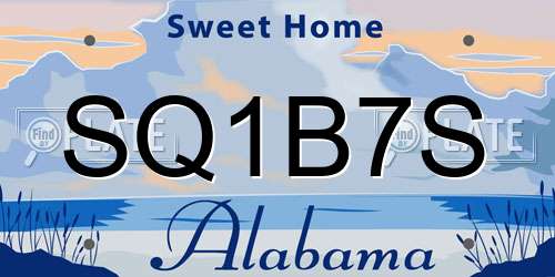 SQ1B7S Alabama License Plate