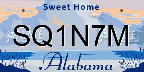 SQ1N7M Alabama License Plate